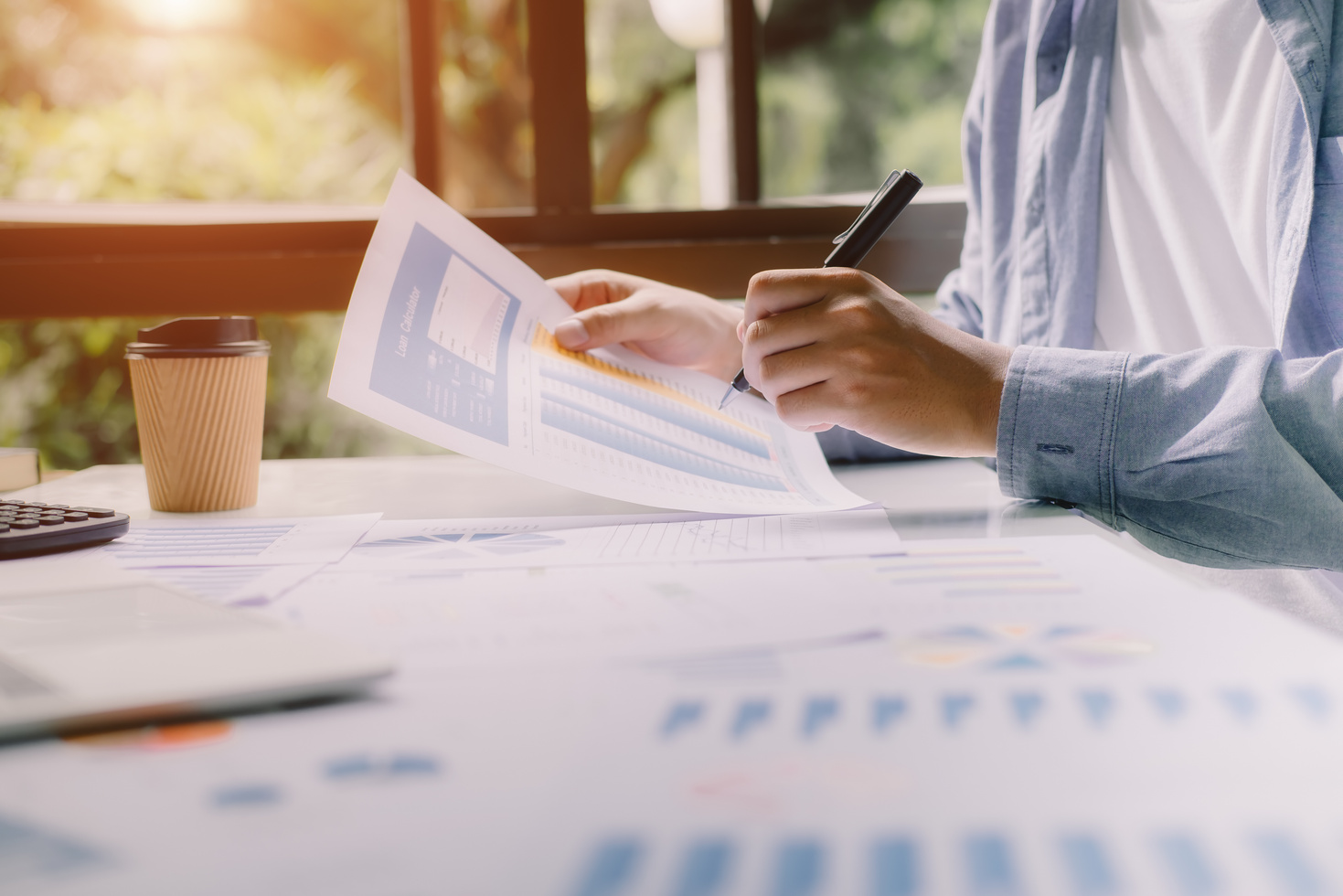 Office Workplace with Business Finance, Accounting